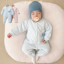 Baby thickened one-piece dress male and female winter cotton clots newborn pure cotton long sleeves Harvest warm home Climbing Clothes