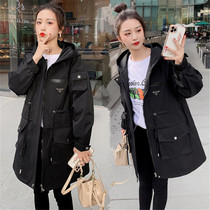 Large size pregnant women autumn trench coat women loose cardigan long spring and autumn winter belly wear 200kg coat