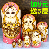 Set ova 7 floors Russian features handmade wood products Creative birthday gift children Puzzle Toys 5109