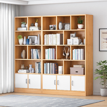 Bookcase display cabinet solid wood bookshelf thickened Net red integrated wall open simple floor shelf living room