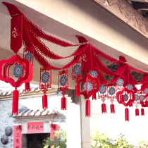 2021 New Year ambience arranged shopping mall decoration New Years laflower colorful strips decorated with Spring Festival Chunzi hanging flags hang decorations