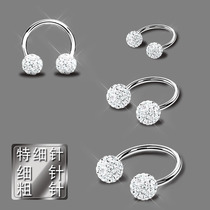 European and American titanium steel shines full of drilling ball earbone ring nose rings creeps piercing earbone nails horsehooe ring