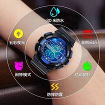 Childrens watch Electronic watch Luminous waterproof junior high school students alarm clock boys sports multi-function trend boys