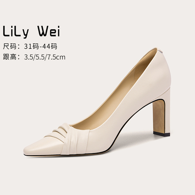 taobao agent Lily wei2023 new retro fashion gas quality high heel folds all -round women's single shoes small size 313233