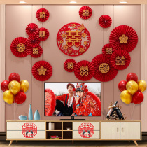Wedding supplies man and womans wedding room layout wedding bedroom living room TV background wall decoration pull set