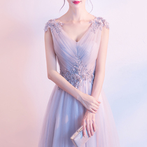Host evening dress skirt female 2021 new banquet noble birthday small gift dress party daily can wear bridesmaid clothes