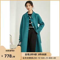 Baou 2021 new double-sided wool coat medium-long windbreaker temperament slim wool wool coat female