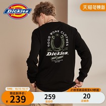 DickiesLogo Print Pattern Print Long Sleeve T-shirt Mens Autumn New Cotton Round Neck Top 9571