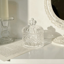 * Mooney Life Pavilion * ins Wind Crown embossed glass sugar jar jewelry box retro decoration decoration storage box