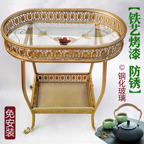Mahjong machine coffee table Teahouse Tea room Cafe Chess and card room Matching Wrought iron coffee table European wrought iron tea