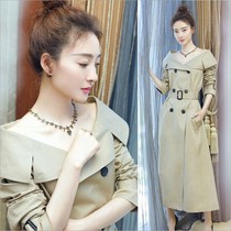 Windbreaker womens long 2020 spring and autumn new South Korea Wang Lik Kun star with the same double-breasted strapless womens jacket