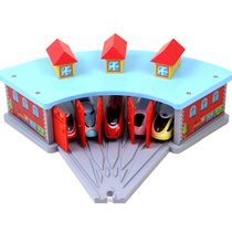 Wooden train rail car parking lot station garage room compatible with millet brio accessories childrens educational toys