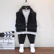Boys small suit autumn suit suit childrens handsome English flower girl host dress vest three-piece tide