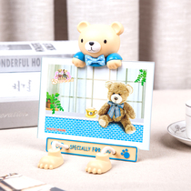 Creative personality telescopic cartoon bear photo frame 6 inch cartoon baby frame hanging leg cute childrens photo frame