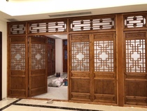 Chinese hollow board wood carving solid wood flower grid antique doors and windows PVC carved partition screen solid wood sliding door