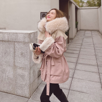 Thickened tooling Pike suit 2021 New Korean version of medium long hair collar cotton coat women plus velvet winter coat