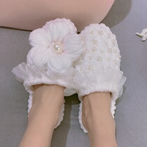 Douyin with puff hand-woven slippers diy material package homemade wool winter warm Pearl