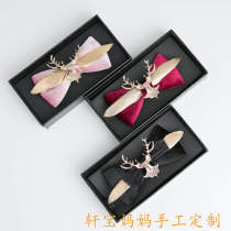 Mens new velvet wedding dress bow tie best man childrens performance host personality antler catwalk chorus bow