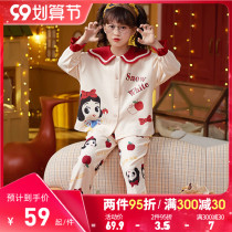 Girls pajamas spring and autumn cotton thin suit children little girl princess big children home clothes mother and daughter parent-child