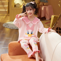 Girls pajamas childrens new spring and autumn cotton thin long sleeve suit