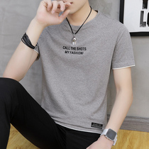 Short-sleeved T-shirt mens 2021 new summer pure cotton tide brand trend Korean version slim round neck thin section high-end t-shirt