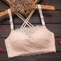 Cross beautiful back chest Fox bra gathered without steel ring anti-light big chest C cup happy chest wrap underwear thin
