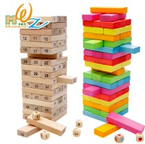 Color stacking high stacking music 54 wooden pumping blocks Digital stacking educational toys board games send hammers
