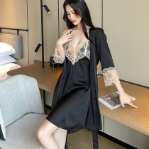 majealure sexy harness home dress lady satin ice silk with chest cushion pyjamas 2022 spring autumn new