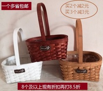 Factory direct sales of a three-color garden wicker rattan straw original wood chip flower basket meat flower arrangement