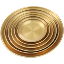 Korean stainless steel barbecue disc thickened bone spit small plate fruit cake coffee tray Golden tableware