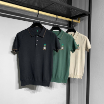 Summer Mens Ice Filament Polo Short Sleeve Knife Shirt Embroidery Youth Bottle Couple T-shirt