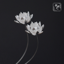 Pure Silver Earrings Thai Chiang Mai Handmade Wire Drawing Silver Lotus Earline Ear-ear Ear Pendant Earrings Ornament