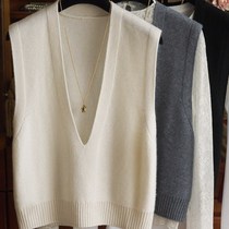Heavy folded cashmere waistcoat women wear Joker deep V-neck sleeveless waistcoat knitted vest wool horse clip