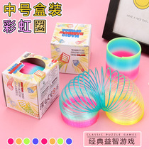 Medium boxed rainbow circle stacked Music 6 5 * 6CM childrens spring coil hot sale stall toys direct sales