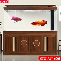 Fish tank Aquarium Living room Solid wood ultra-white floor-to-ceiling household large intelligent high-end screen Chinese entrance partition cabinet