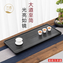 Natural whole piece of Wujin Stone tea tray household hand polished drainage Chinese Imperial Court Jade Tea Sea simple kung fu tea set