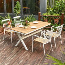 Outdoor leisure aluminum alloy table and chair creative courtyard balcony five-piece simple Fashion Cafe rattan chair outdoor chair