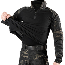 Dark Night Camouflage long sleeve T-shirt men black CP outdoor slim frog jacket frog suit tactical suit CS training suit women