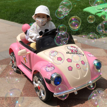 Super cute powder Princess car Childrens remote electric car can sit on four-wheel toy car female baby carriage birthday gift