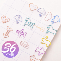 Deli cute paper clip creative cartoon color metal paper clip cute hipster office students use book sign paper Korean hand account stationery retro gift hand account back pin binding
