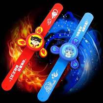 New cool childrens outdoor artifact Nezha rotating mosquito repellent flash snap ring gyro bracelet