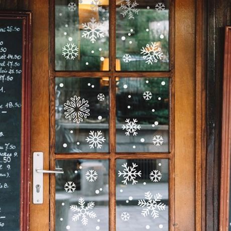 圣诞玻璃贴唯美雪花新年服装店冬日装饰墙壁贴画商场橱窗玻璃场景