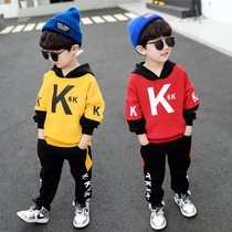 Boys set autumn 2021 new small childrens clothes foreign spring autumn fashionable baby sports two-piece tide
