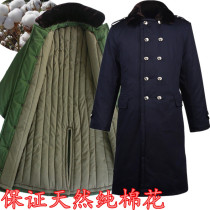 Cold storage cotton coat Army fan green coat thickened cotton flower yellow coat Long security clothing labor protection living surface can be removed and washed