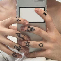 Original hand-painted dark black finger tattoo stickers durable waterproof personality cool woman