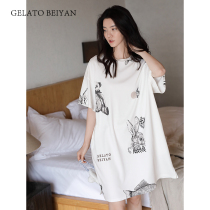 Bei Yan short sleeve pajamas women's summer cute cartoon nightgown Korean version of loose women's summer thin modal home clothes