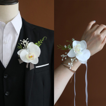 Green White Sen Phalaenopsis Wrist Flower Corsage Bride Bride Bridesmaid Hand Flower Wedding Dance Photography Business Simulation Flower