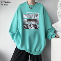 Spring and autumn tide brand ins anime round neck sweater men loose large size wild long-sleeved T-shirt trend to catch the autumn coat men