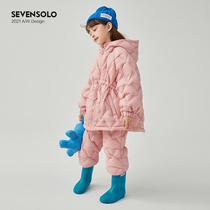 Girls down clothes mid-length 2021 New winter clothing Childrens jacket thickened suit CUHK Tong Anti-Ji Ocean Gas