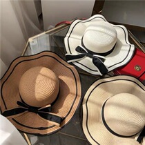 Hat womens summer straw hat Korean version sun hat Foldable sun hat Sunscreen beach hat Cover face big edge cap Wild